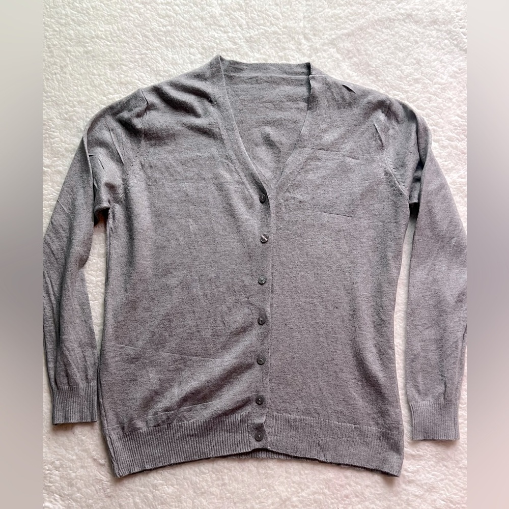 WOMENS GREY BUTTON UP CARDIGAN SWEATER